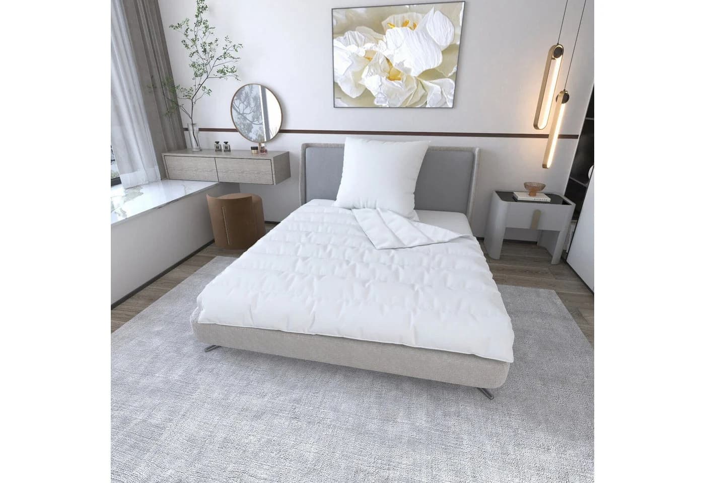 Jekatex Microfaserbettdecke + Kopfkissen Set Weiß Ganzjahresdecke - Bild 2