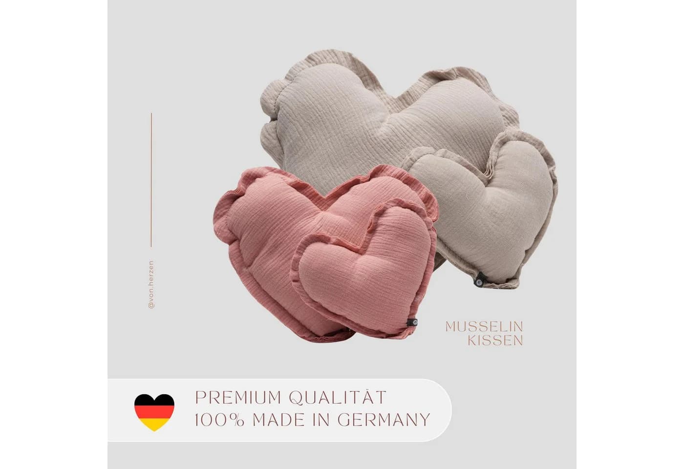 von Herzen Babykissen Herz Musselin 100% Baumwolle - Bild 3