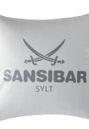 Sansibar Sylt Kissenhülle 45x45 cm Silber/Schwarz Logo Druck Bild 1