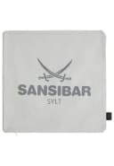 Sansibar Sylt Kissenhülle 45x45 cm Silber/Schwarz Logo Druck Bild 2