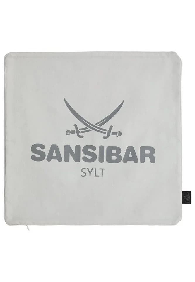 Sansibar Sylt Kissenhülle 45x45 cm Silber/Schwarz Logo Druck - Bild 2