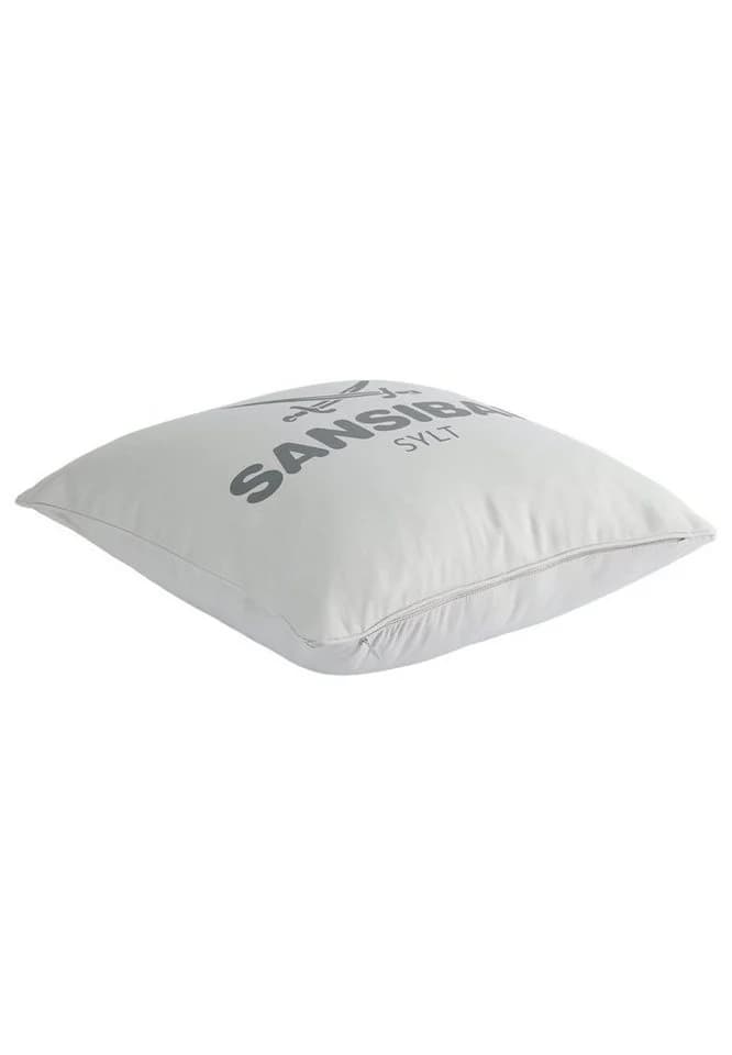 Sansibar Sylt Kissenhülle 45x45 cm Silber/Schwarz Logo Druck - Bild 4