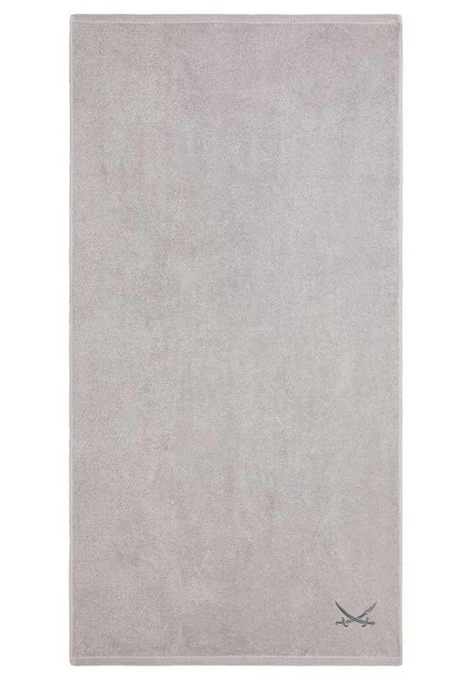 Sansibar Sylt Duschtuch Set 2-tlg. Silber Frottier Classic Säbel Stickerei