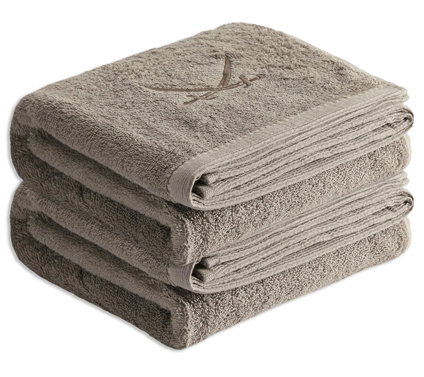 Sansibar Sylt 2er Duschtuch Set Classic Frottier Brauntöne Säbel-Stickerei - Bild 2