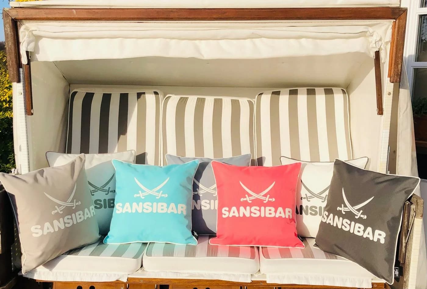 Sansibar Sylt Dekokissen Outdoor Grau/Weiß 45x45 cm - Bild 4