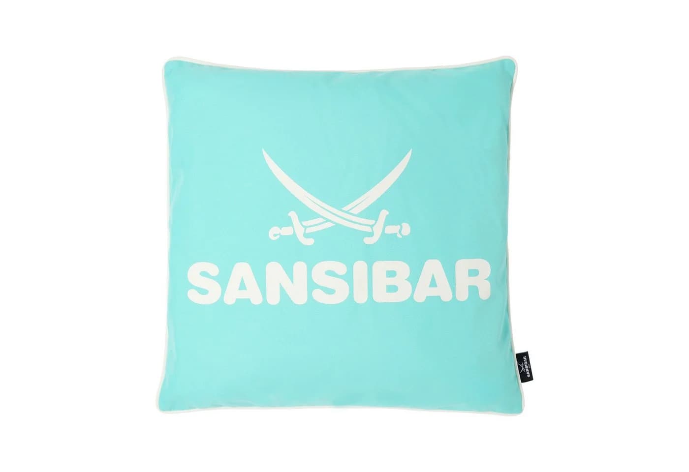 Türkis-Weißes Outdoor-Kissen aus 100% Polyester - Bild 2