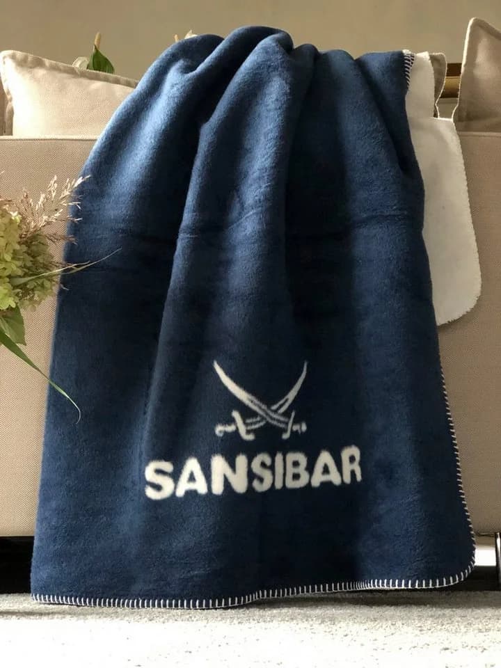 Sansibar Sylt Jacquard Wohndecke Doubleface 150x200 cm Blau/Weiß