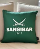 Sansibar Sylt Kissenhülle 45x45 cm Grün/Weiß Baumwolle Logo Druck Bild 1