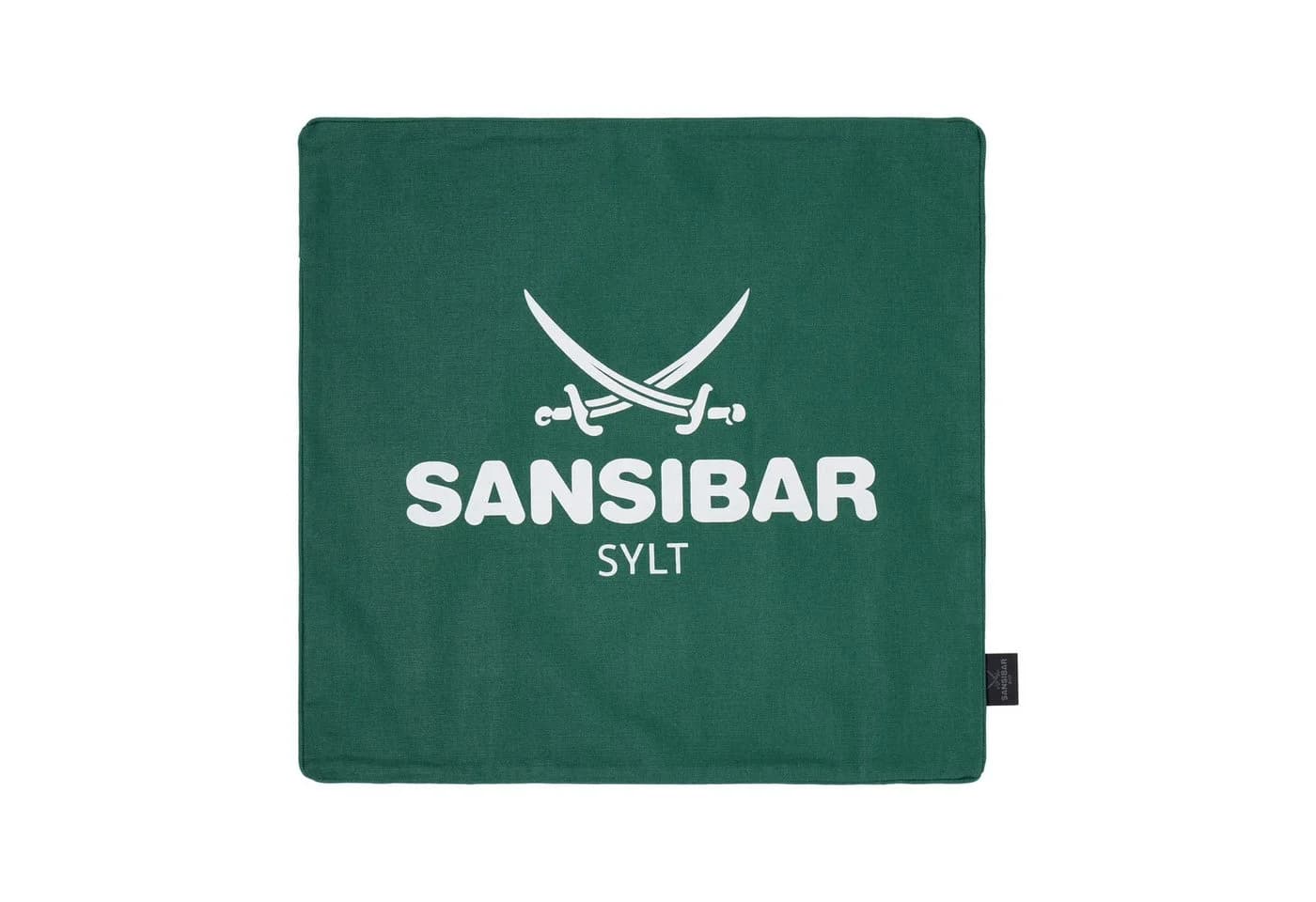 Sansibar Sylt Kissenhülle 45x45 cm Grün/Weiß Baumwolle Logo Druck - Bild 2