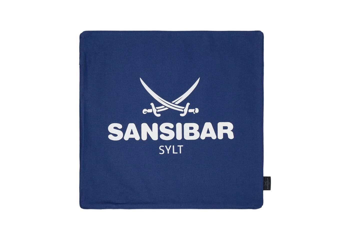 Sansibar Sylt Kissenhülle 45x45 cm Blau/Weiß Logo Druck - Bild 2