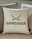 Sansibar Sylt Kissenhülle 45x45 cm mit Logo Druck Weiss Bild 1