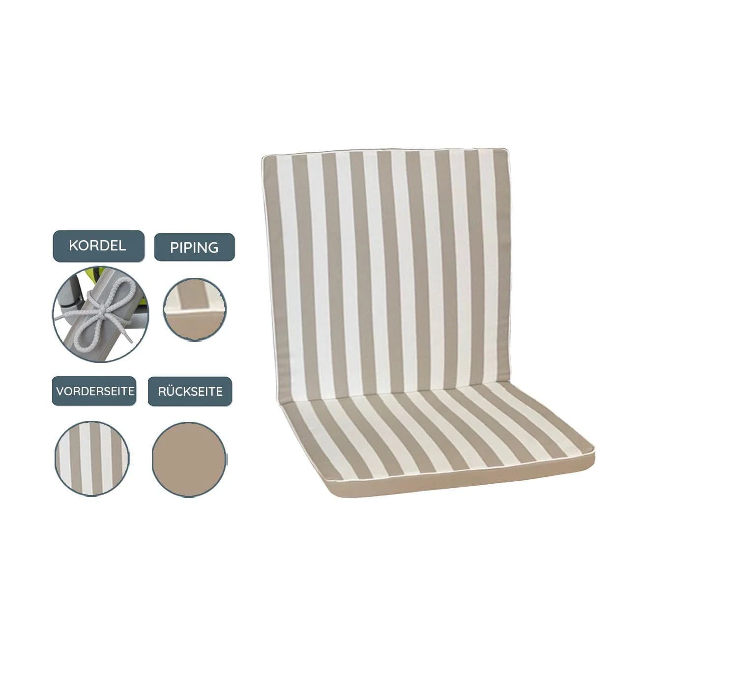 Sansibar Gartenauflage Niedriglehner Taupe Gestreift Olefin