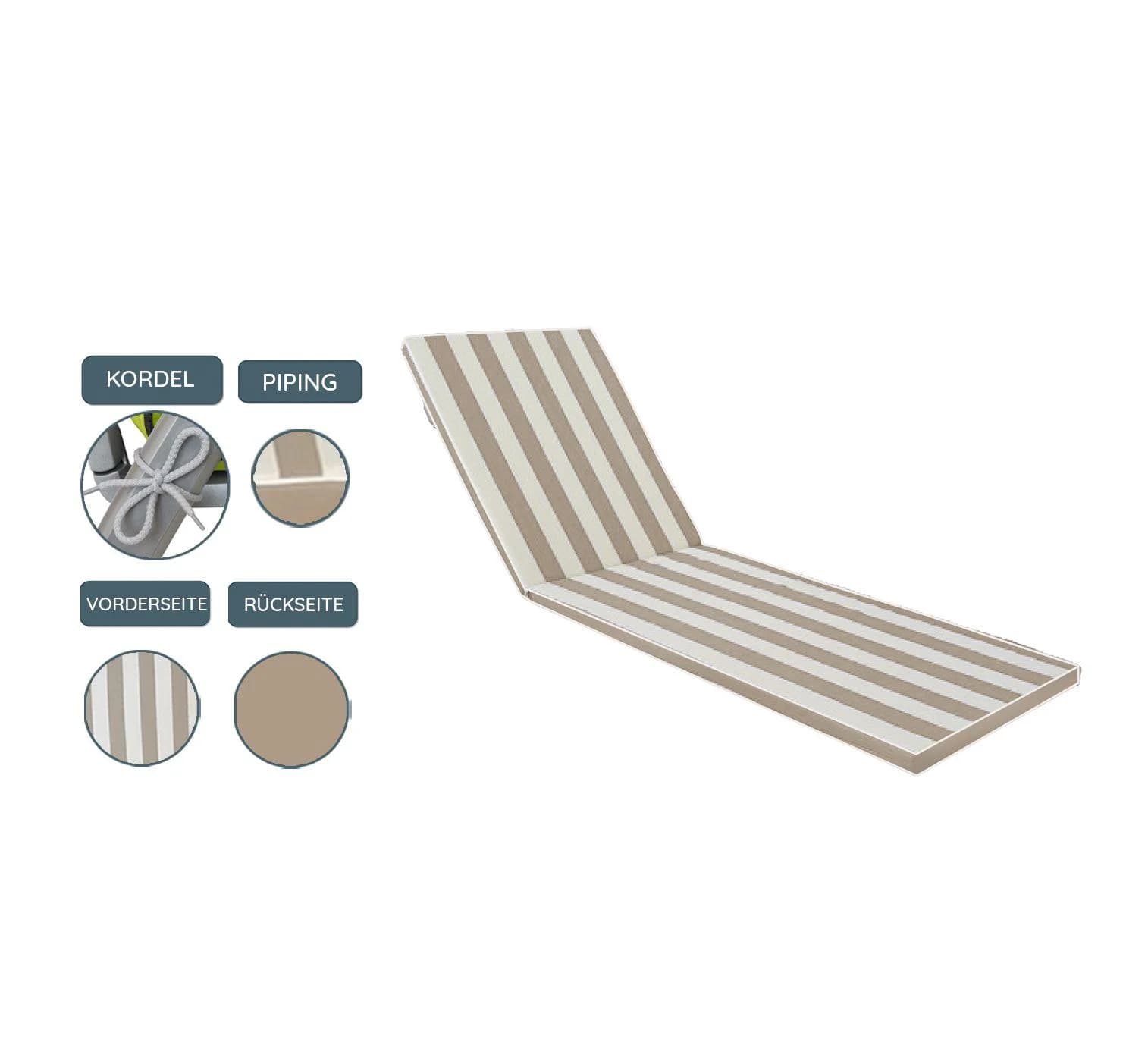 Sansibar Gartenauflage Gartenliege Taupe Gestreift Olefin