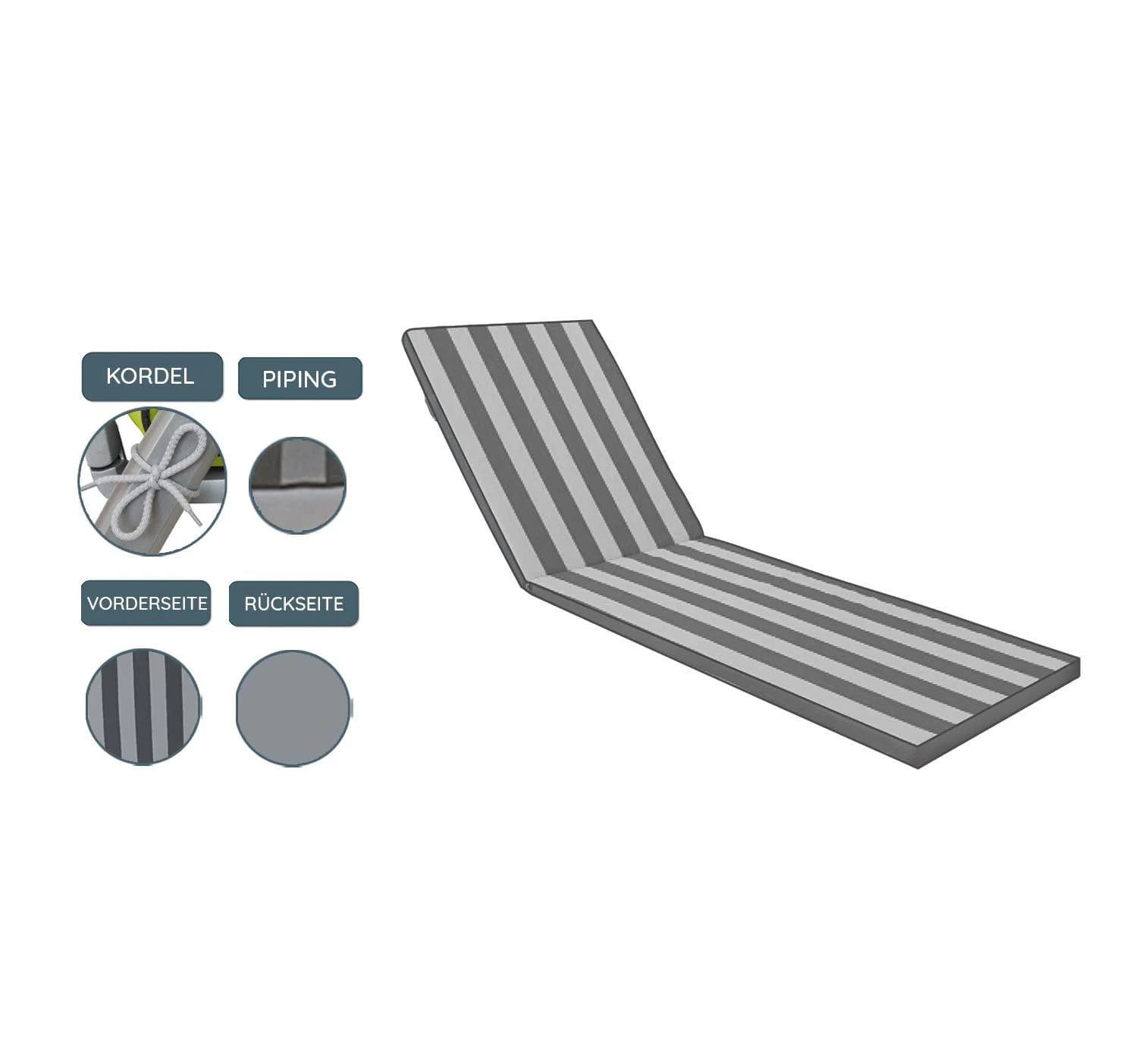 Sansibar Gartenauflage Gartenliege Grau Olefin