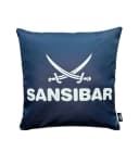 Sansibar Sylt Outdoor Dekokissen Blau/Offwhite mit Säbel Motiv Bild 2