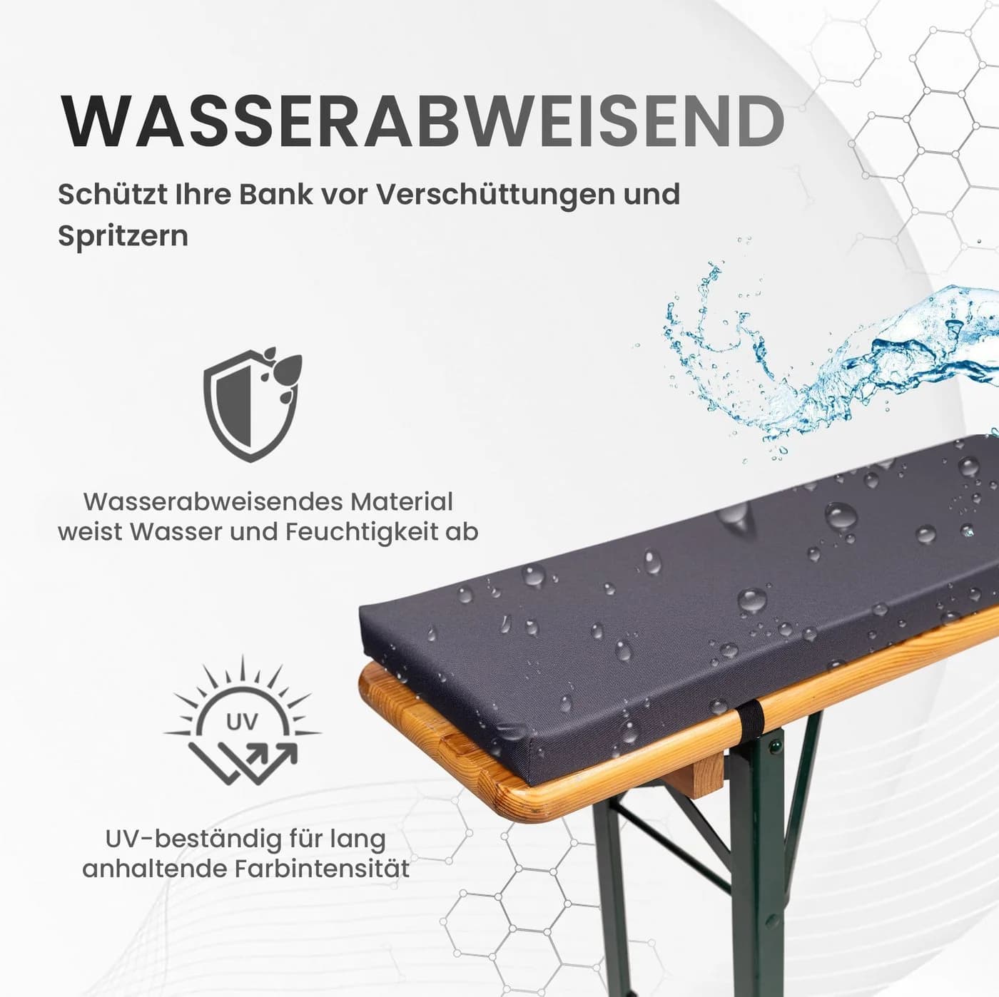 TexDeko Bierbankauflage XL mit Reißverschluss und Polsterung - Bild 3