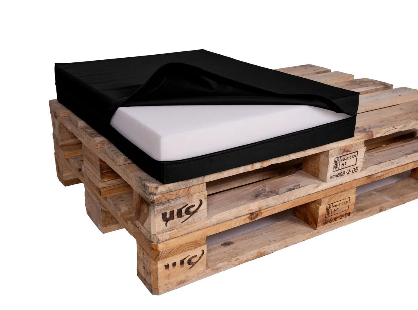 TexDeko Halbes Palettenkissen 60x80cm Schwarz wasserabweisend gepolstert