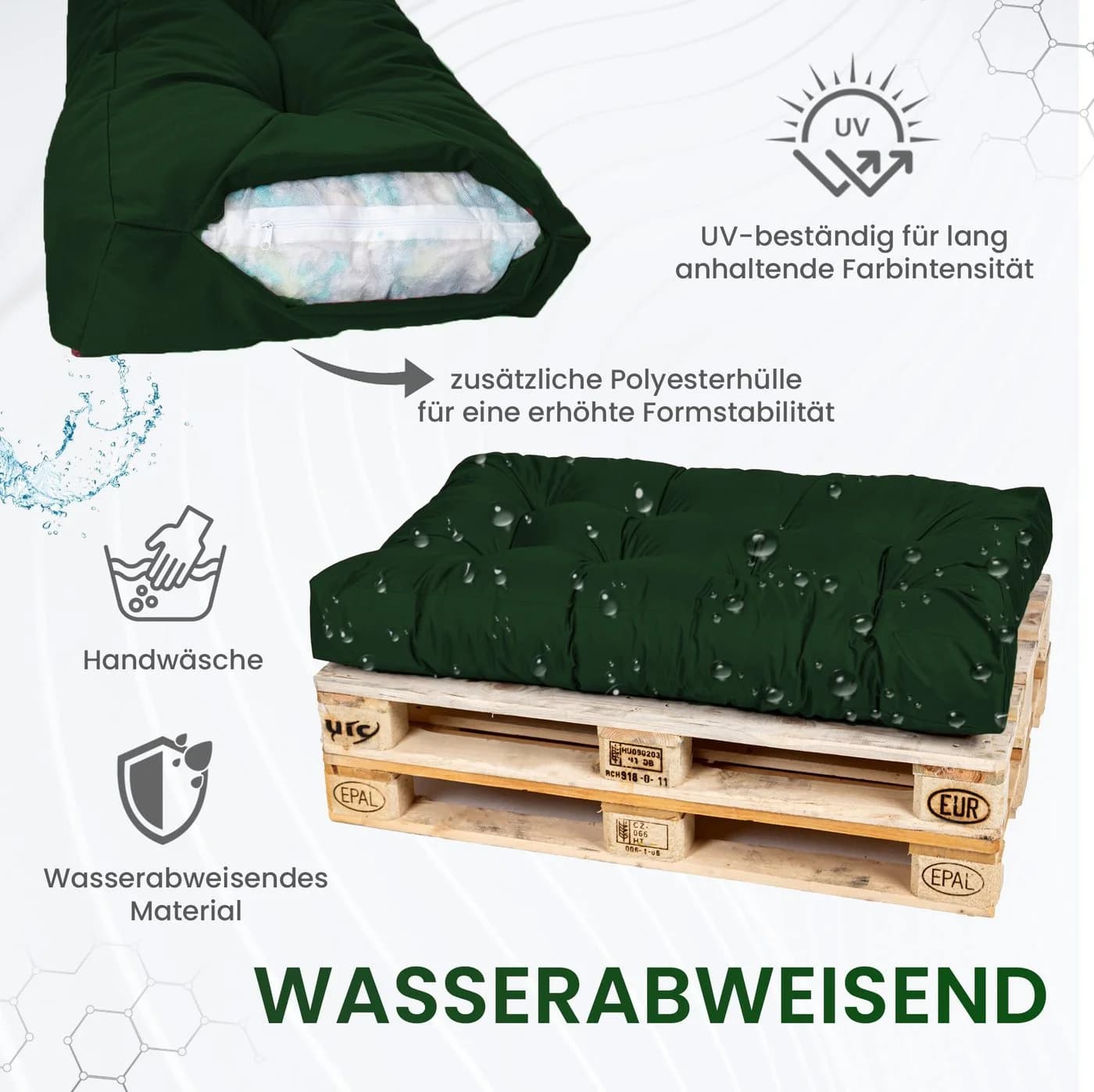 TexDeko Garden Rückenkissen Dunkelgrün wasserabweisend - Bild 3