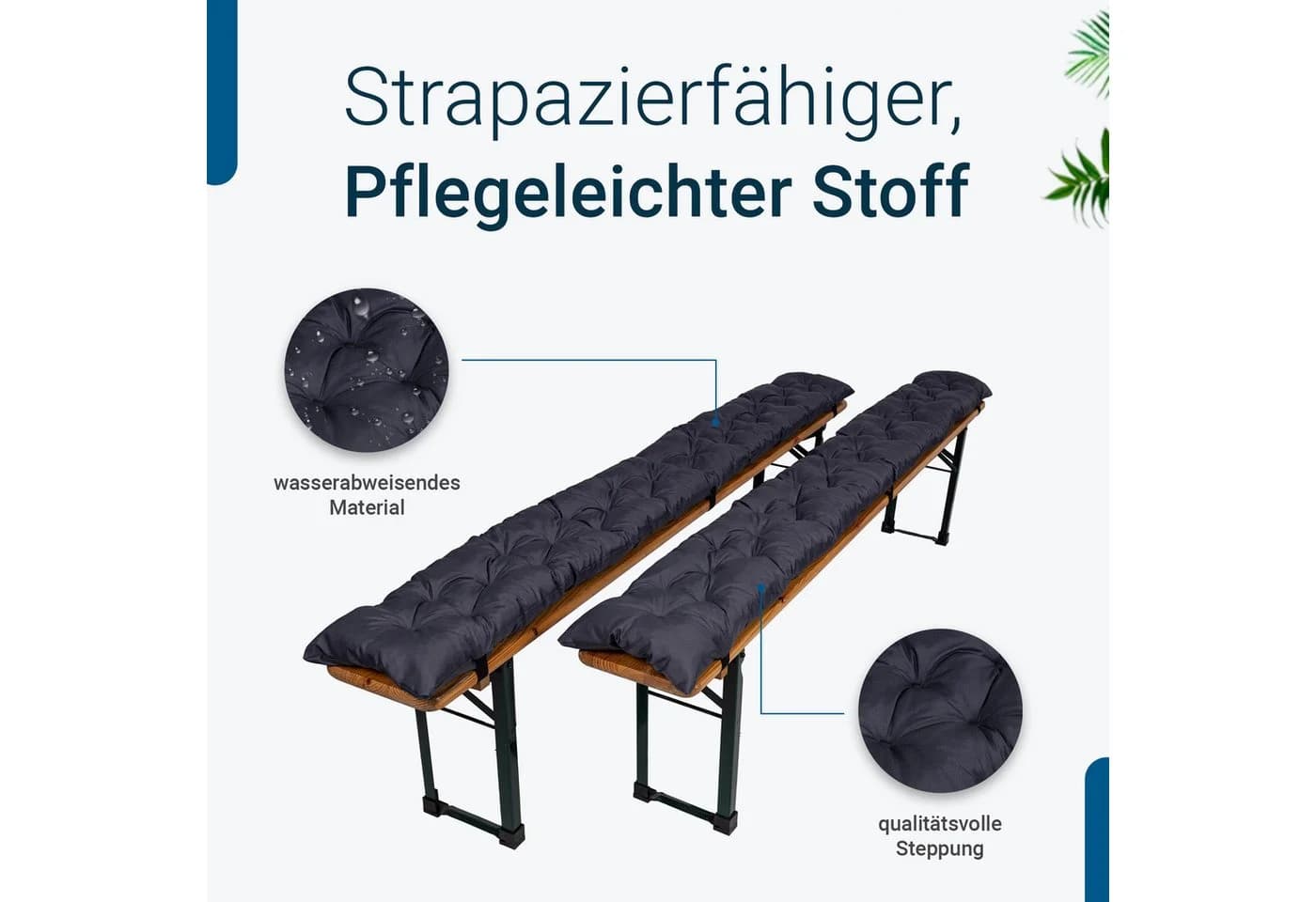 TexDeko Bierbankauflage 2er-Pack Anthrazit UV-beständig - Bild 3