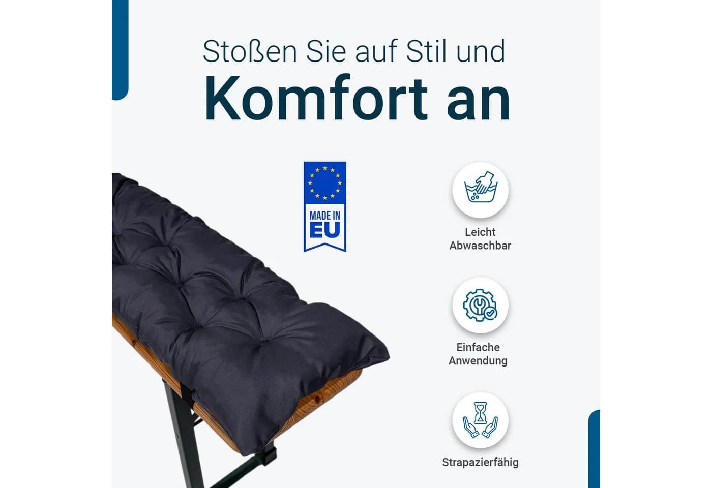 TexDeko Bierbankauflage 2er-Pack Anthrazit UV-beständig - Bild 4