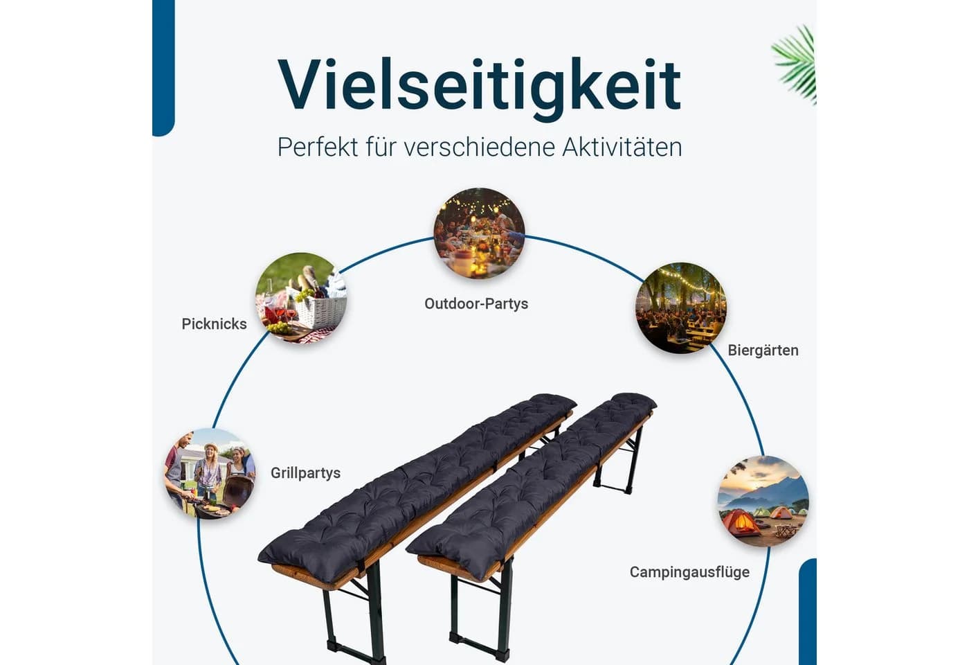 TexDeko Bierbankauflage 2er-Pack Anthrazit UV-beständig - Bild 5