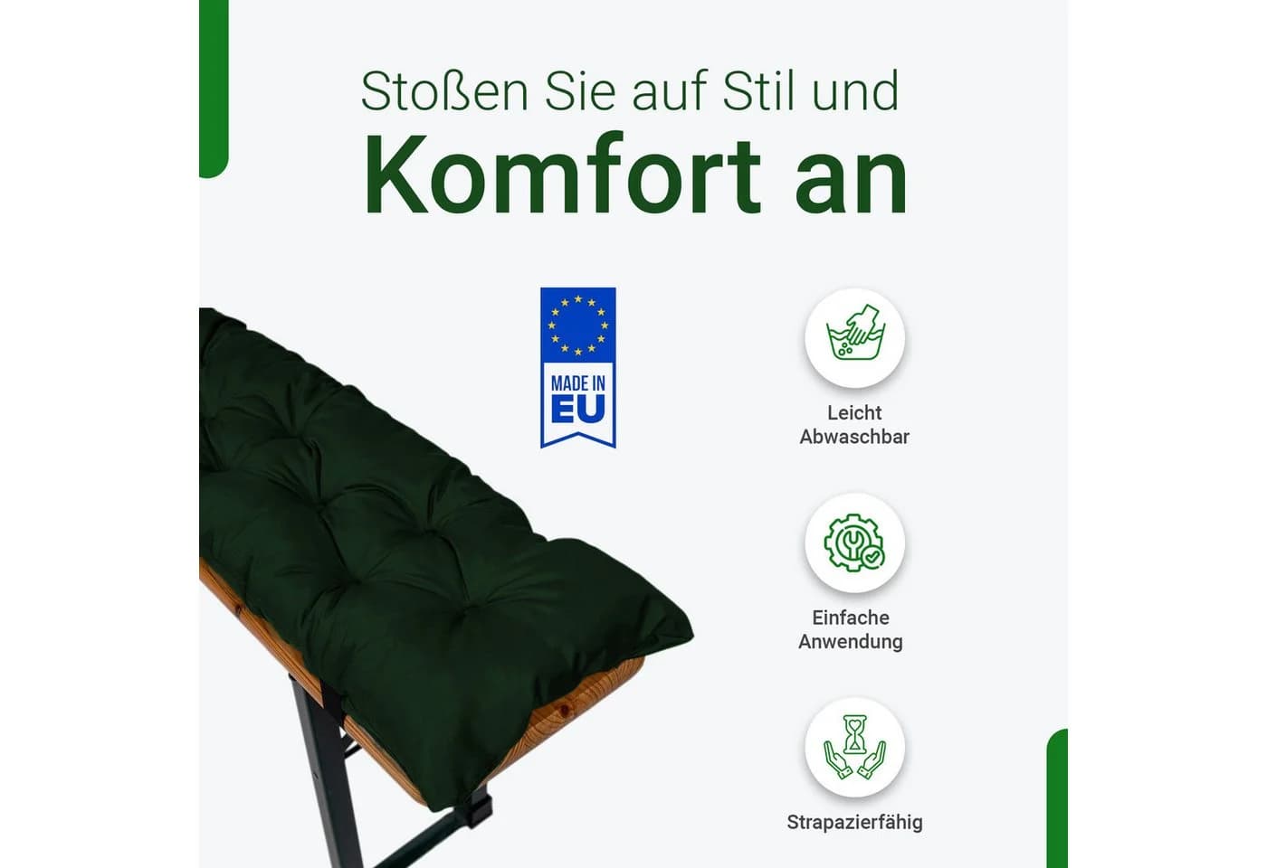 TexDeko Bierbankauflage 2er-Pack Dunkelgrün UV-beständig - Bild 4