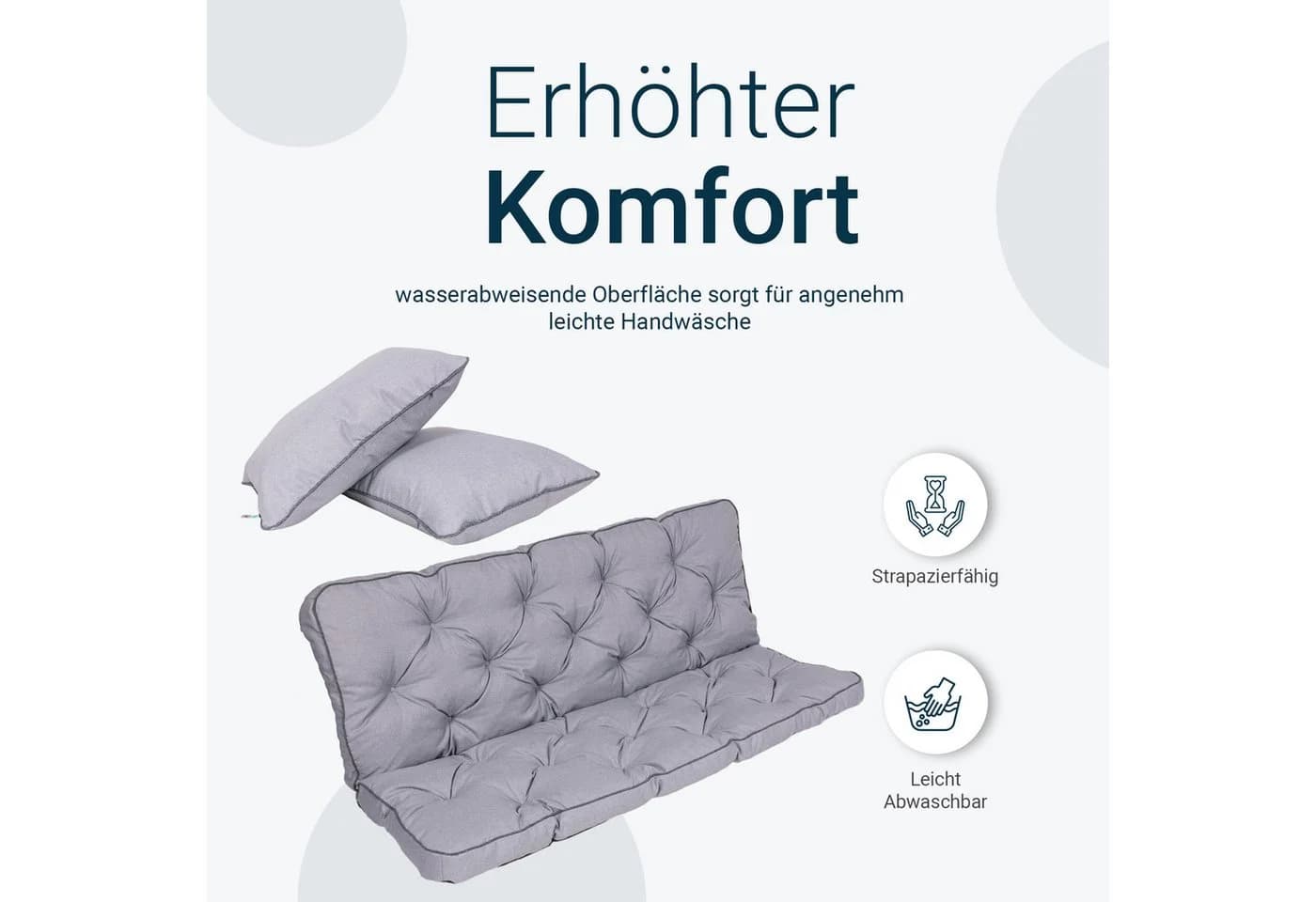 TexDeko Hollywoodschaukel-Auflage mit Rückenlehne, UV-Beständig, Beige - Bild 3
