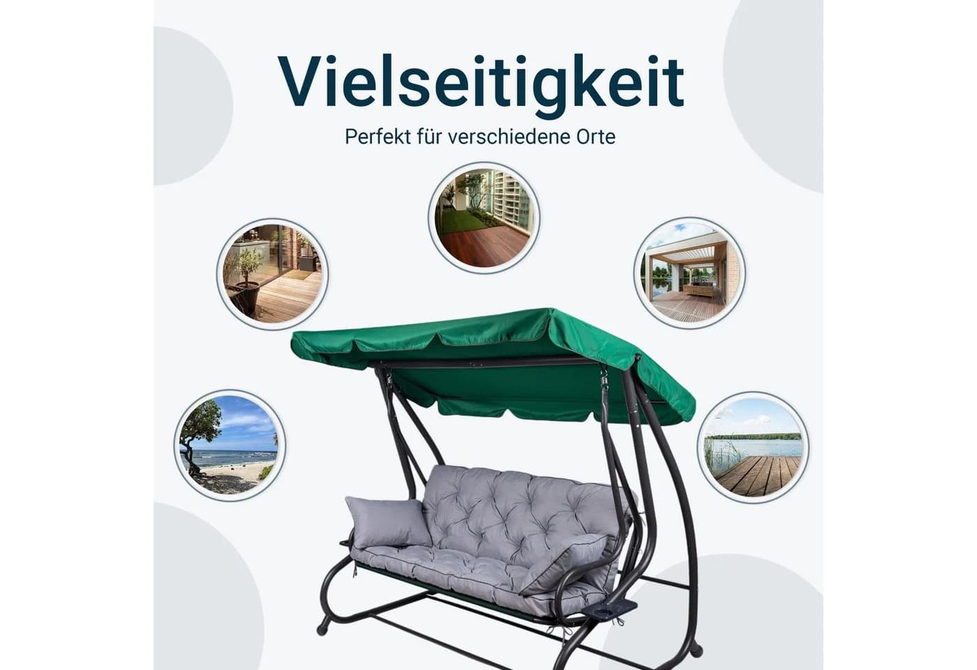 TexDeko Hollywoodschaukel-Auflage mit Rückenlehne, UV-Beständig, Beige - Bild 5