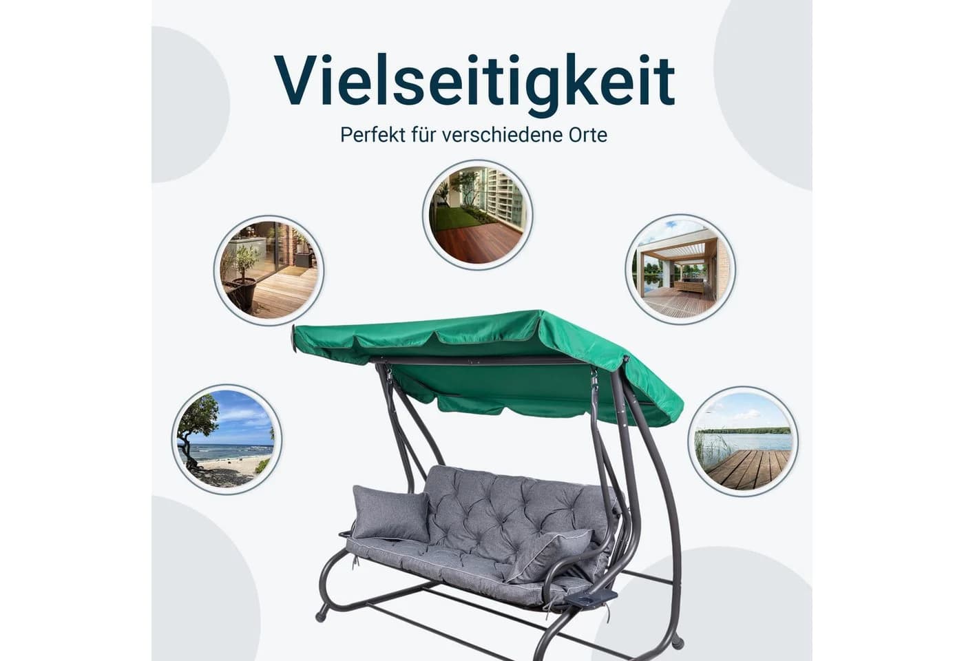 TexDeko Auflagekissen Ecolen Grau UV-Beständig mit 2x Kissen - Bild 5