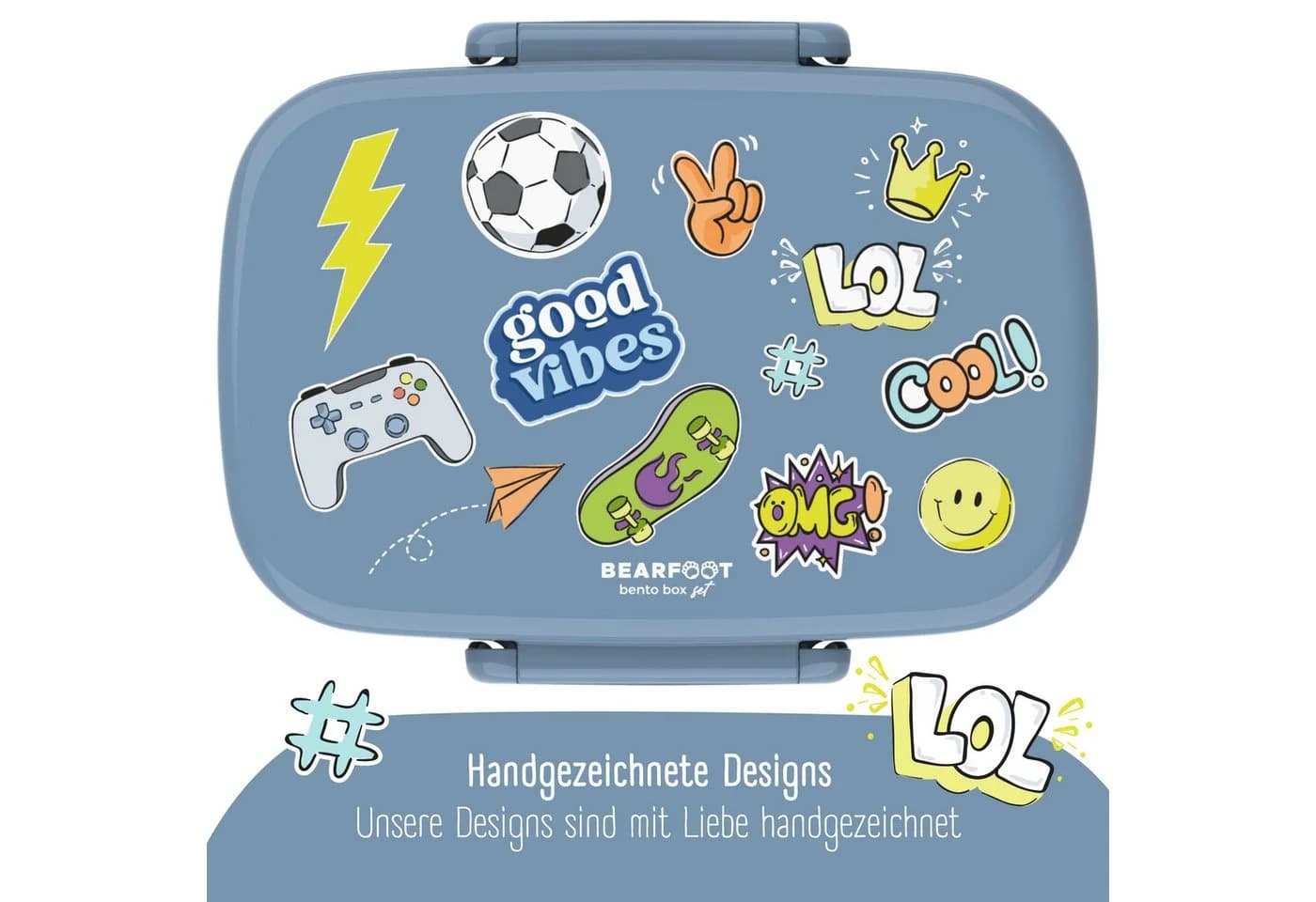 BEARFOOT Kinder Brotdose Blau Auslaufsicher mit Fächern - Bild 3