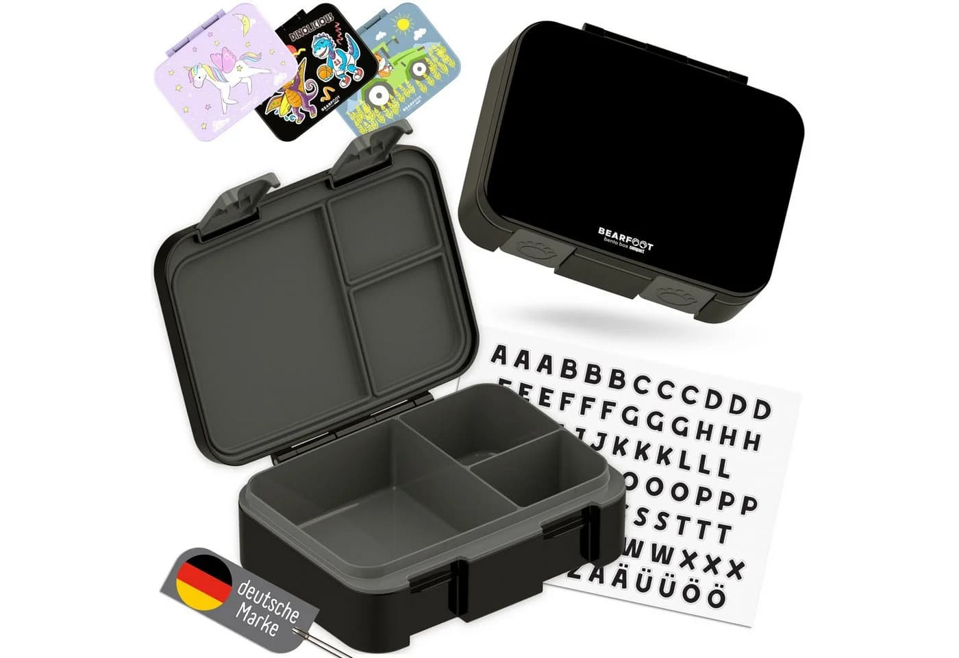 BEARFOOT Bento Box Lunchbox Schwarz Auslaufsicher mit Fächern - Bild 2