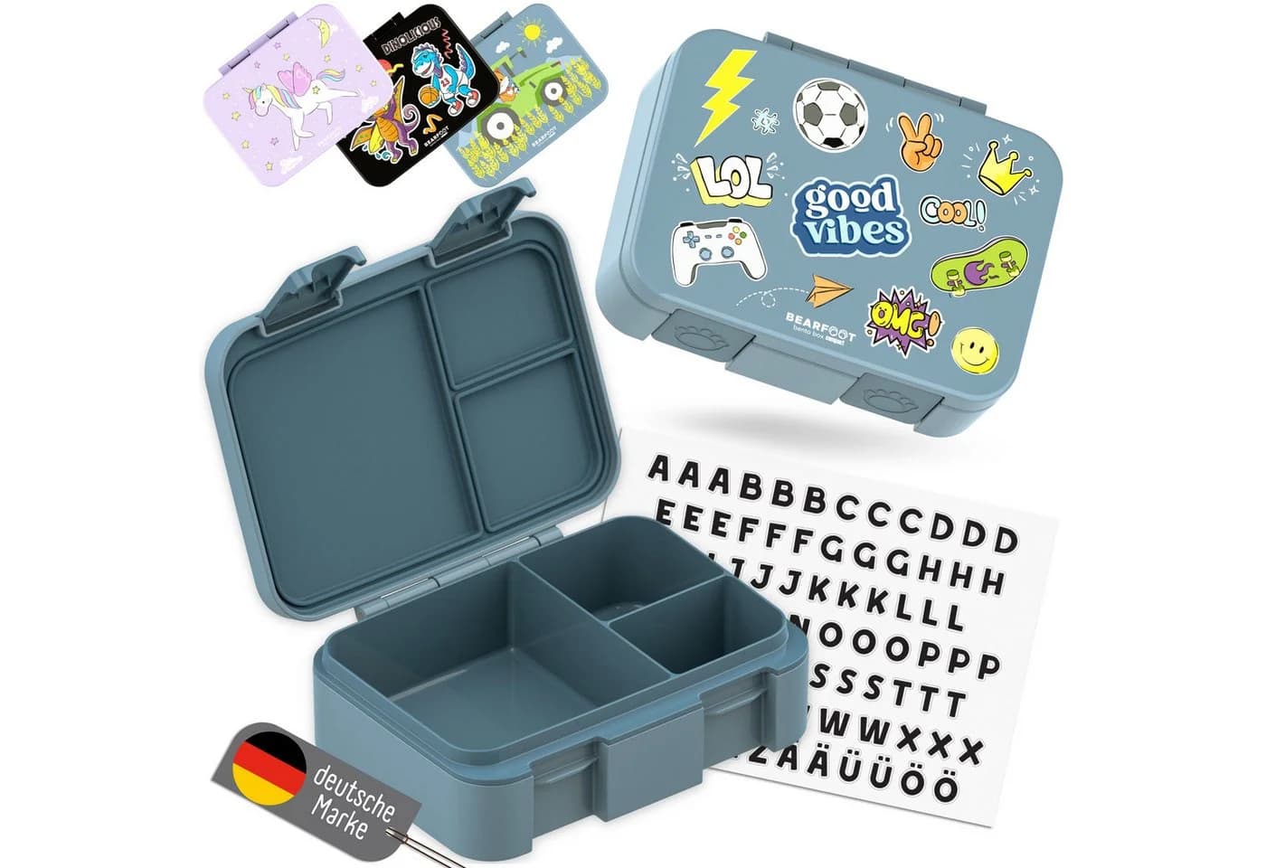 BEARFOOT Brotdose 650ml blau - Auslaufsichere Vesperbox mit Fächern - Bild 2