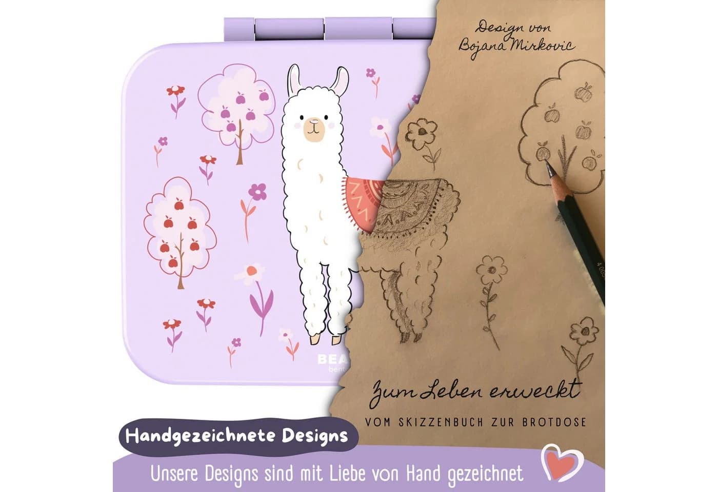 BEARFOOT Brotdose Lila mit Fächern - Auslaufsicher - Bild 5