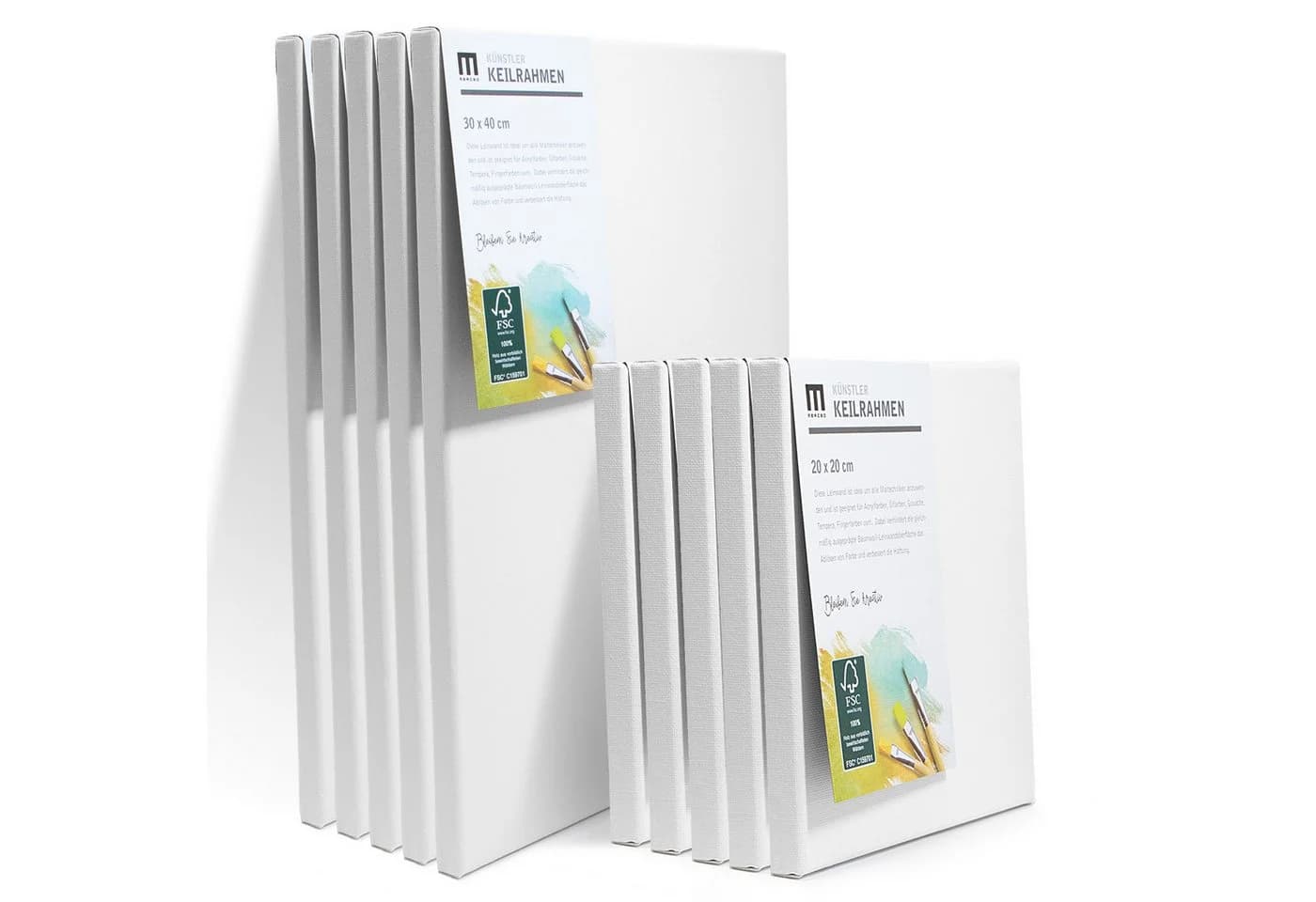 M MERCEO Leinwand-Set 10er Set 30x40cm + 20x20cm Baumwolle auf Keilrahmen - Bild 2