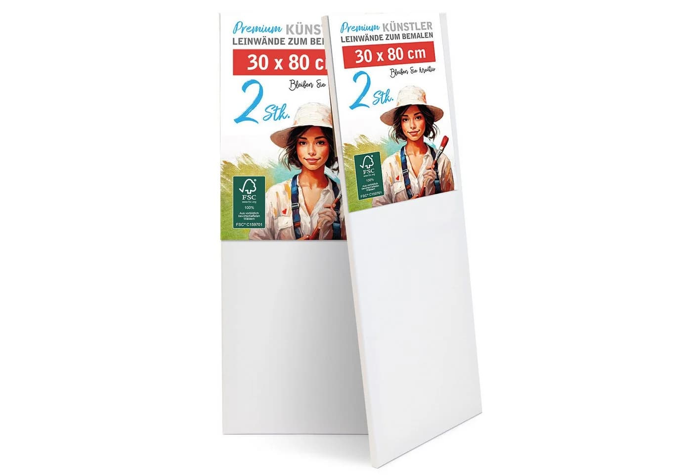 M MERCEO Leinwand 2er-Set 30x80cm Baumwolle Keilrahmen 280g/m - Bild 2