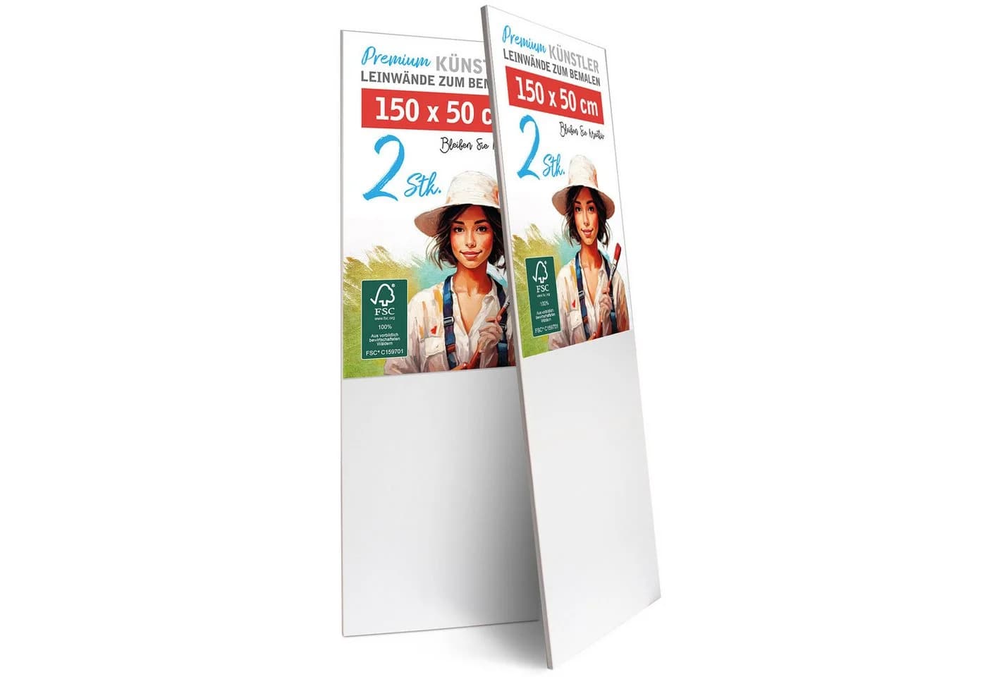 M MERCEO Leinwand 2er-Set 50x150cm Baumwolle Keilrahmen 280g/m - Bild 2