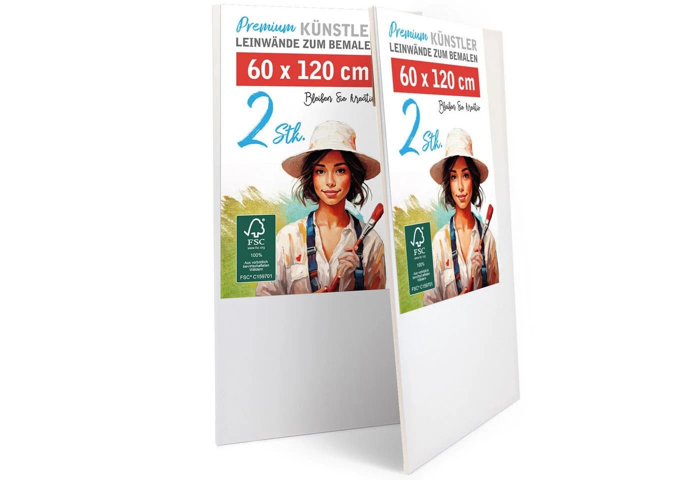 M MERCEO Leinwand 2er-Set 60x120cm Baumwolle Keilrahmen 280g/m - Bild 2