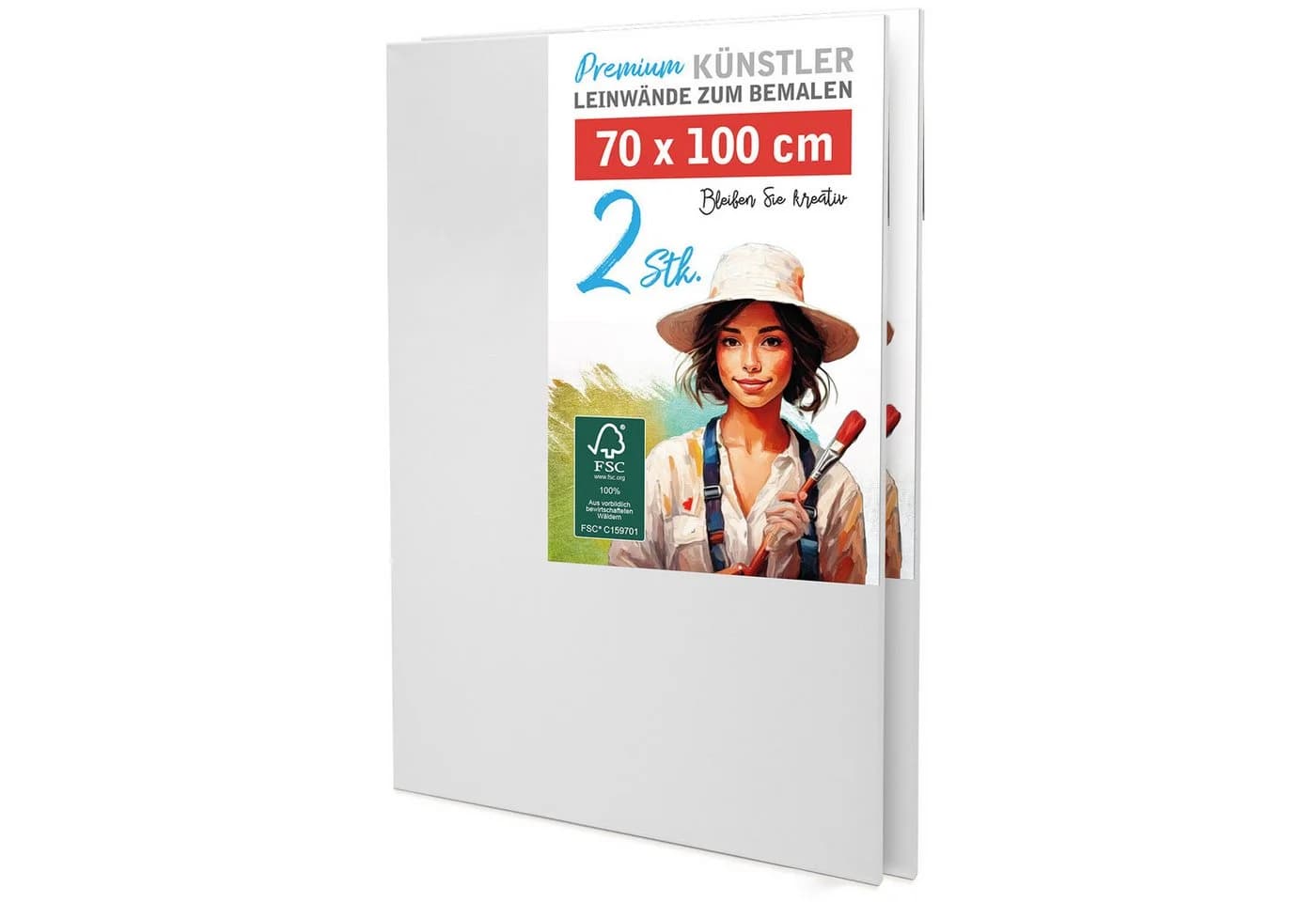 M MERCEO Leinwand 2er-Set 70x100cm Baumwolle Keilrahmen 280g/m - Bild 2