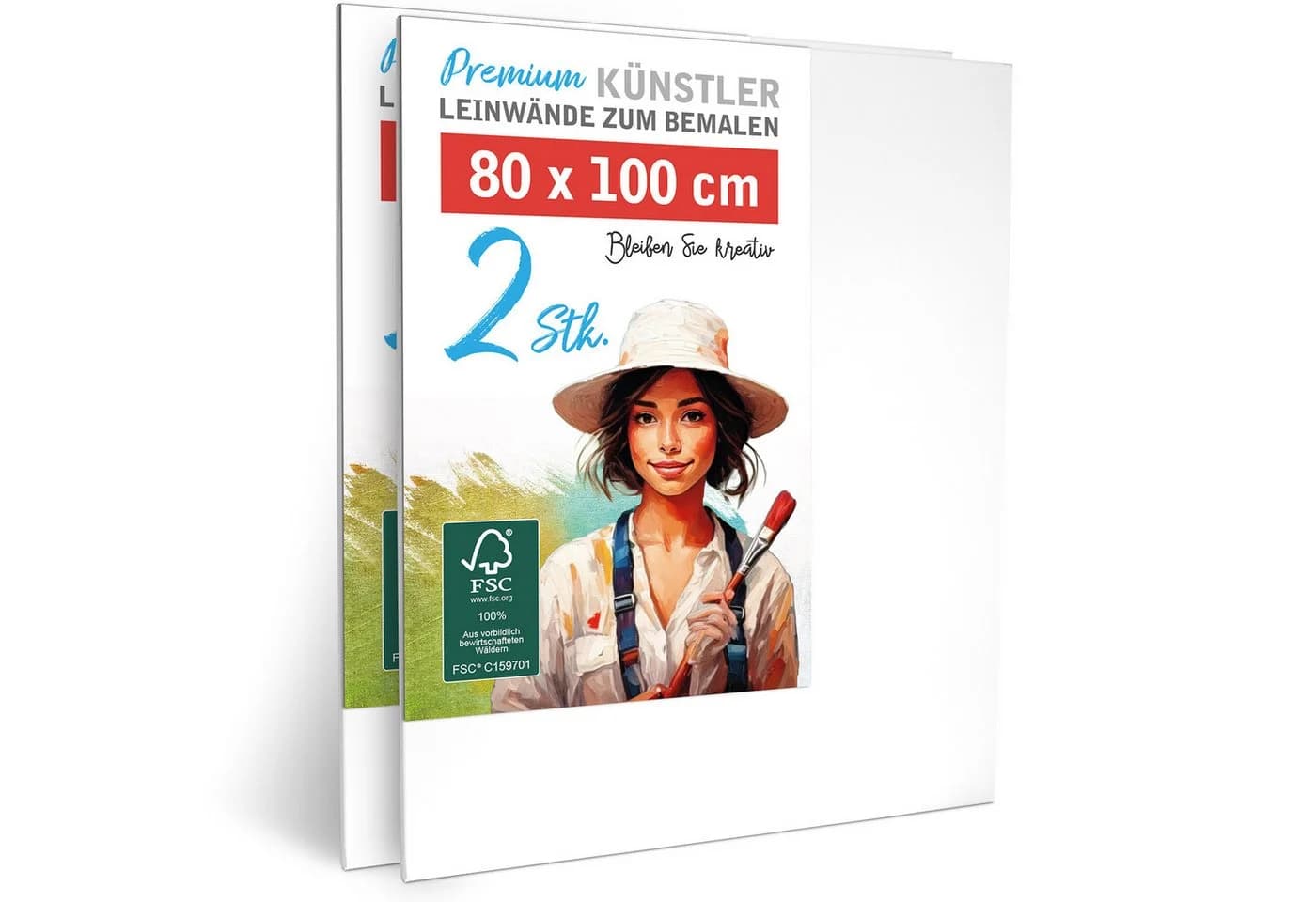 M MERCEO Leinwand 2er-Set 80x100cm Baumwolle Keilrahmen - Bild 2