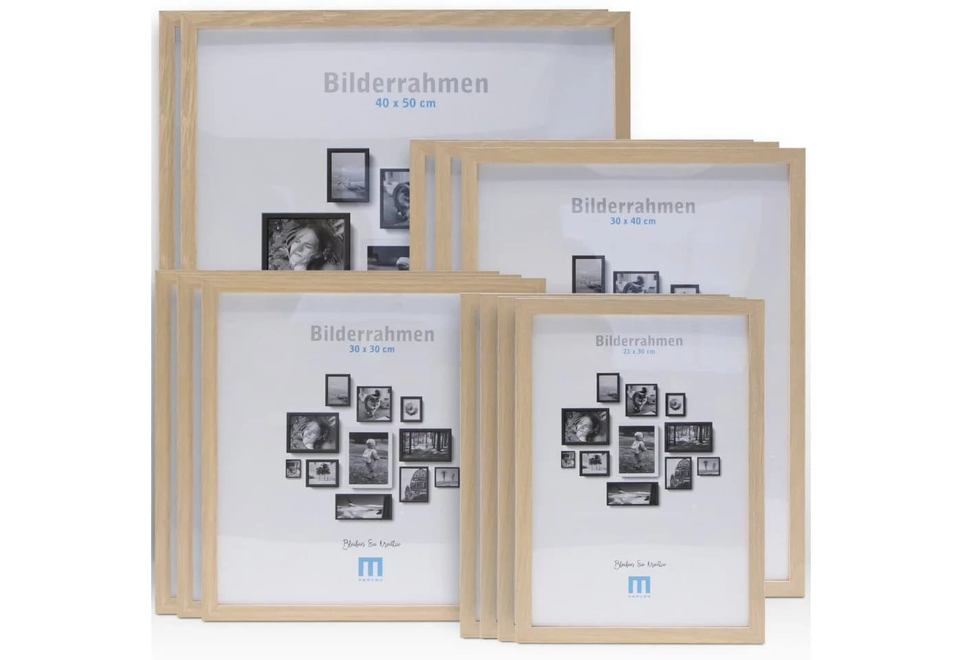 M MERCEO 12-tlg. Bilderrahmen-Set Natur MDF - Bild 2