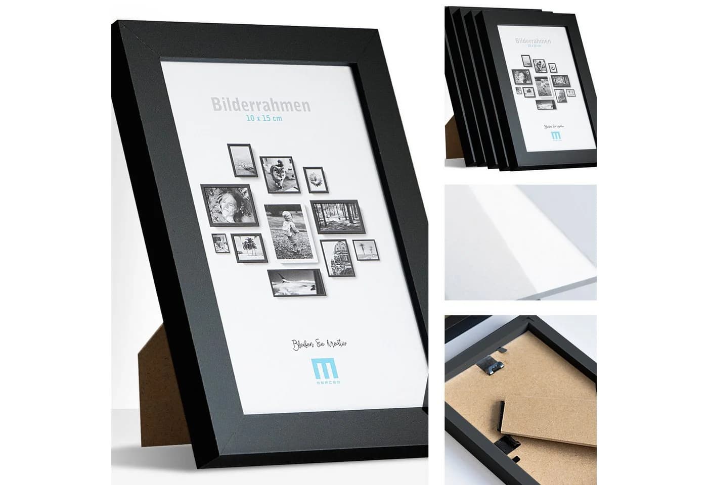 M MERCEO Bilderrahmen-Set 15-tlg. Grau MDF - Bild 4