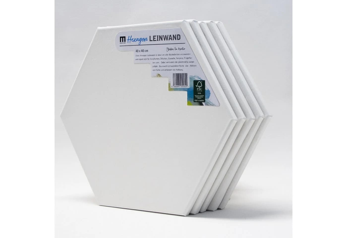 M MERCEO Leinwand 5er Set Hexagon 40cm Baumwolle