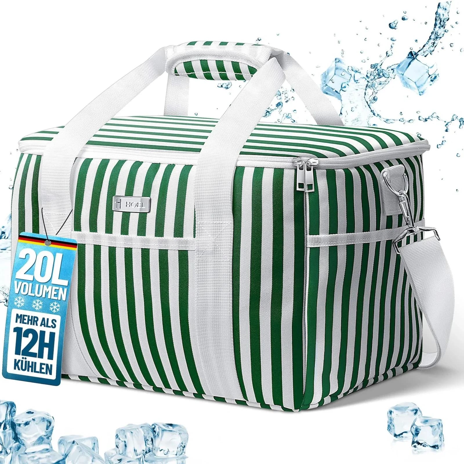 HOEL Kühltasche Grün 20L mit Thermoisolierung