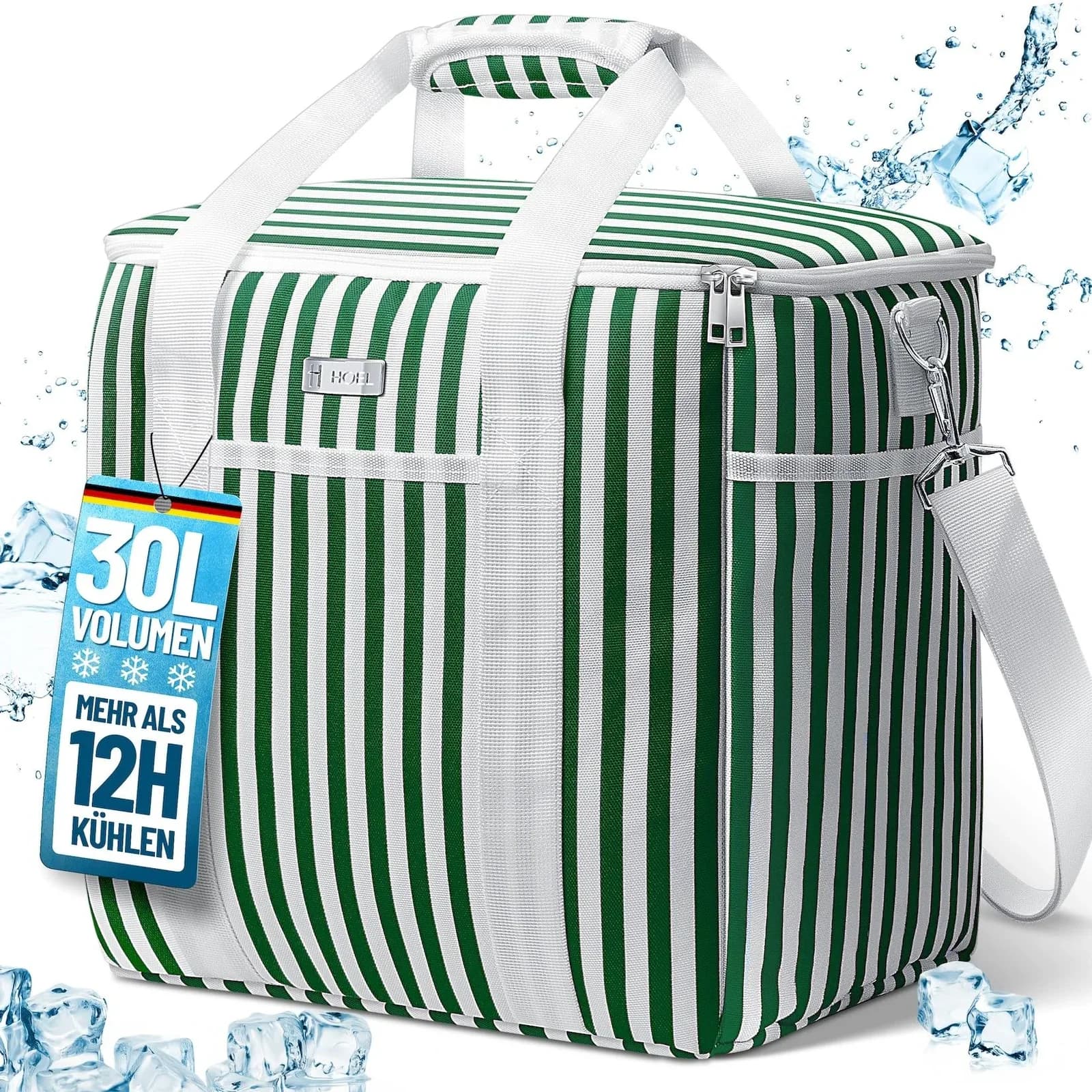 HOEL Kühltasche Grün 30L 4-Schichten-Thermoisolierung