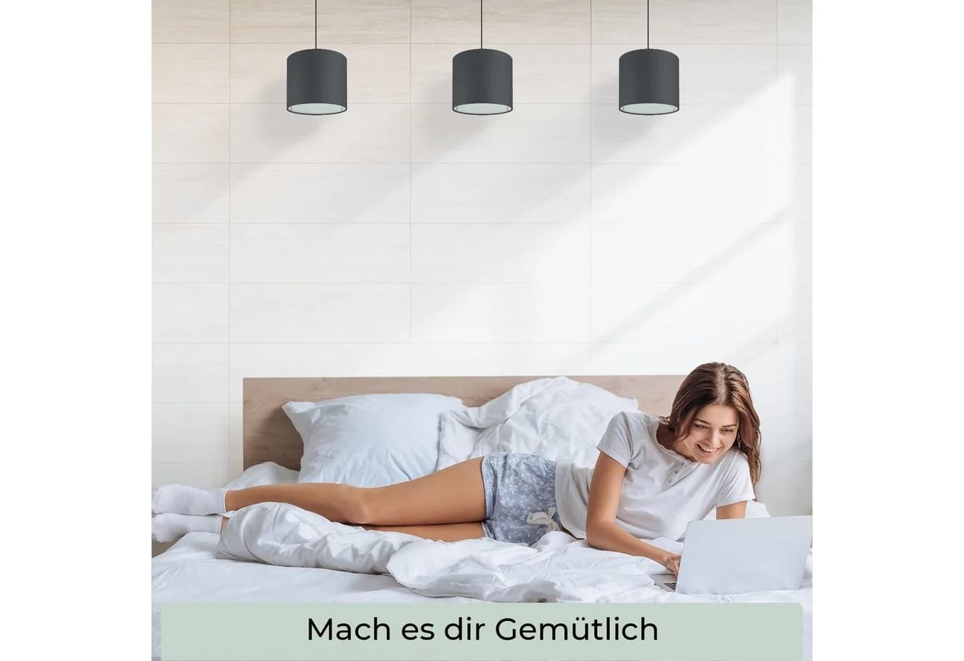 Wogati Lampenschirm Premium Schwarz Baumwolle - Bild 5