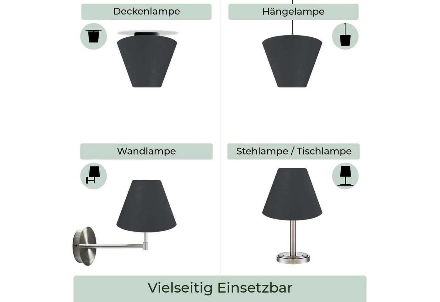Wogati Premium Lampenschirm Konisch Schwarz - Bild 3