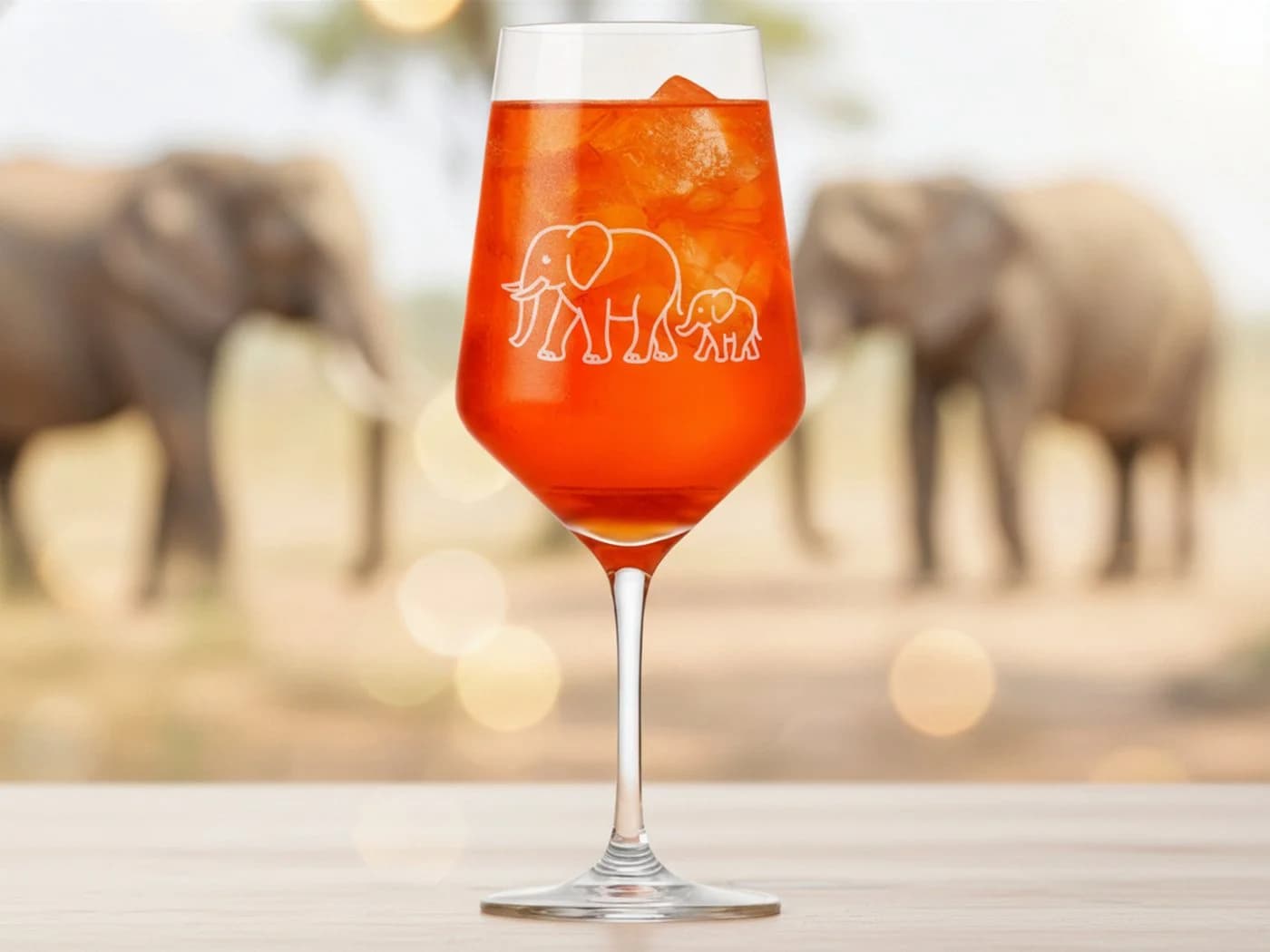 eXODA Weinglas Elefant Baby Gravur Glas Transparent
