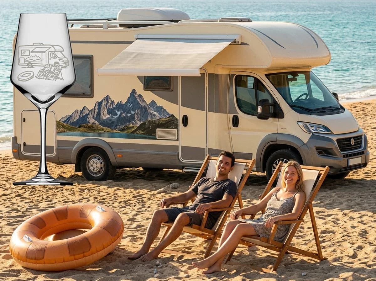 eXODA Weinglas Gravur Camper 350ml Glas transparent