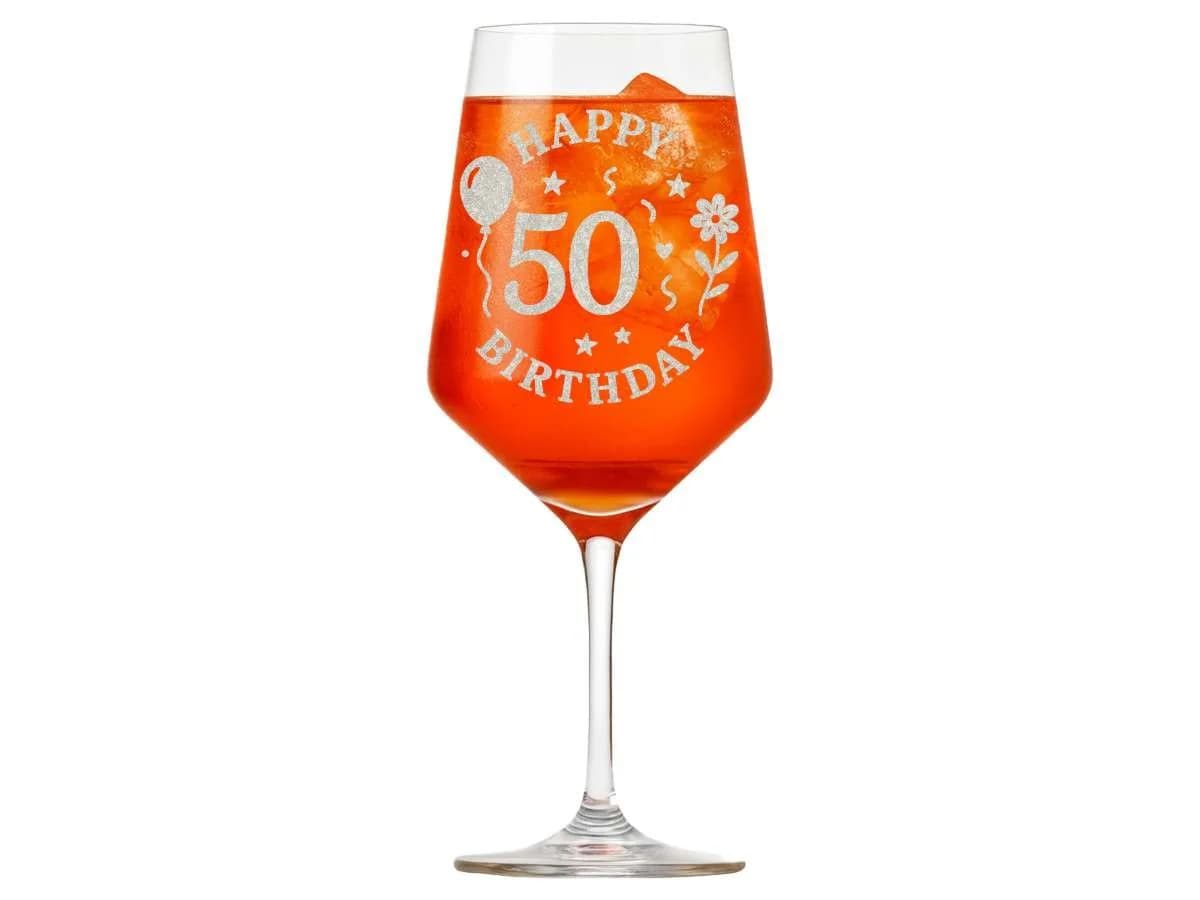 Valhalla Weinglas Happy Birthday 50 Gravur 350ml Glas - Bild 3