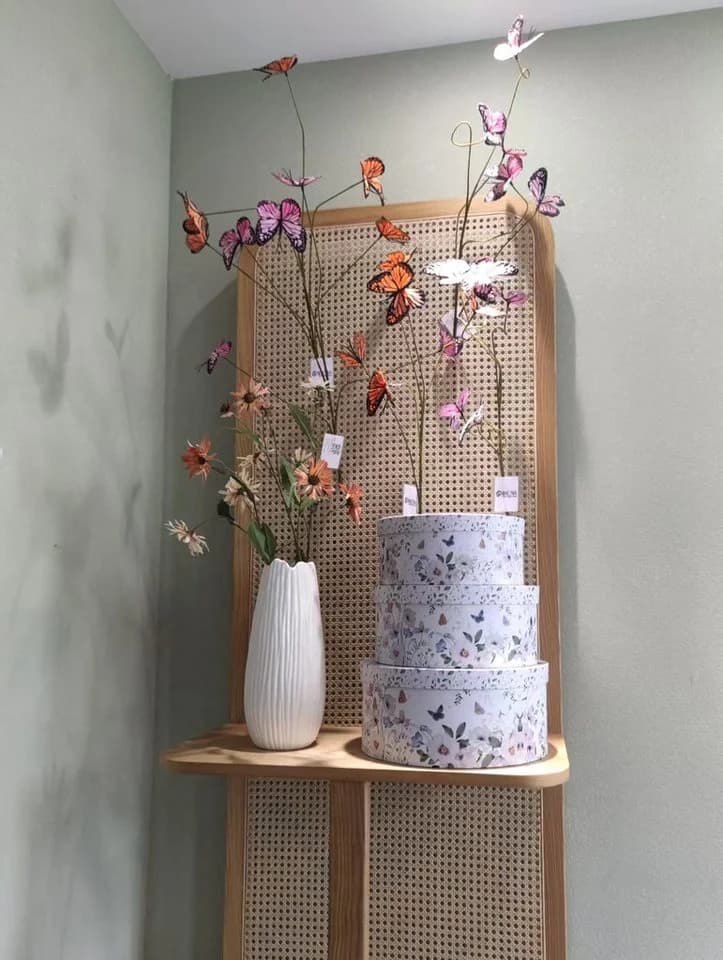 2474U Geschenkbox 3er Set grün mit Blumenmuster - rund - Bild 4